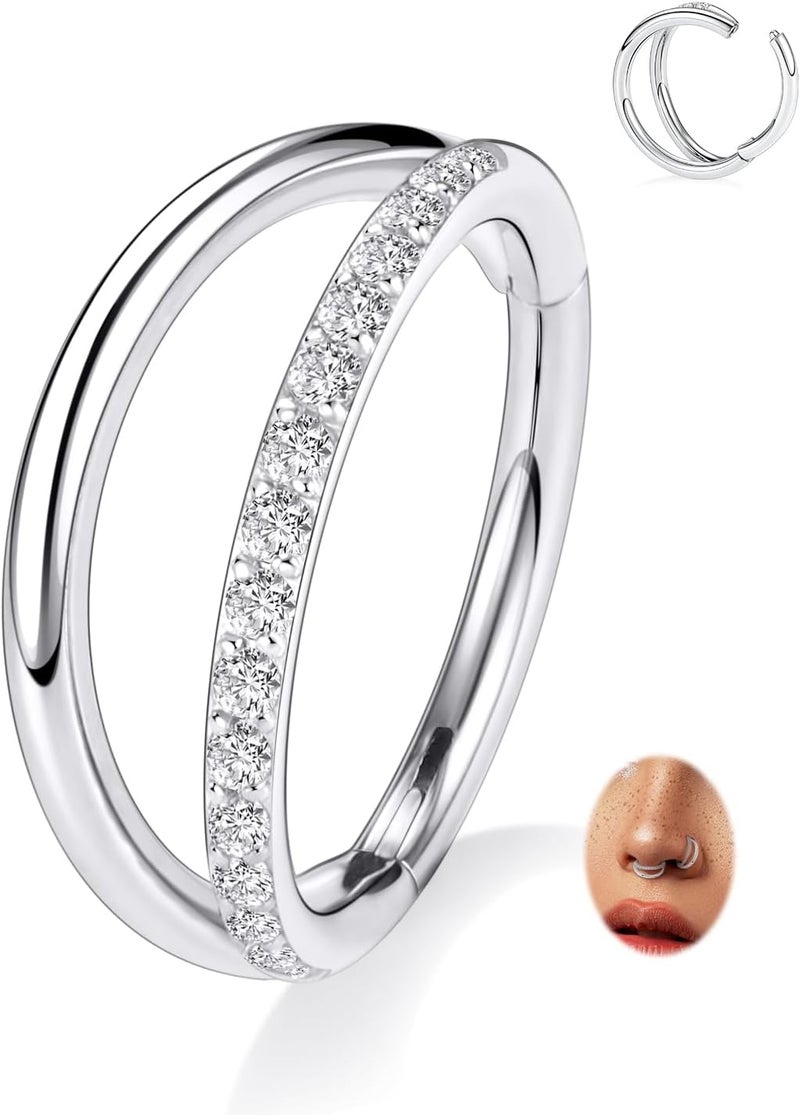 FUNLMO Store 316L Surgical Steel Nose Hoop Septum Conch Piercing Jewelry Cartilage Daith Helix Tragus Rook Lobe Earring Triple/Double Nose Lip Ring 20G 18G 16G - Image 1